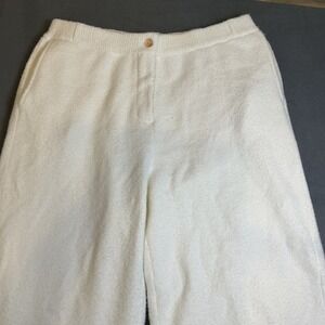 On 34th Womens Knit Pants XL White Boucle High Rise Wide Leg Elastic Waist Soft